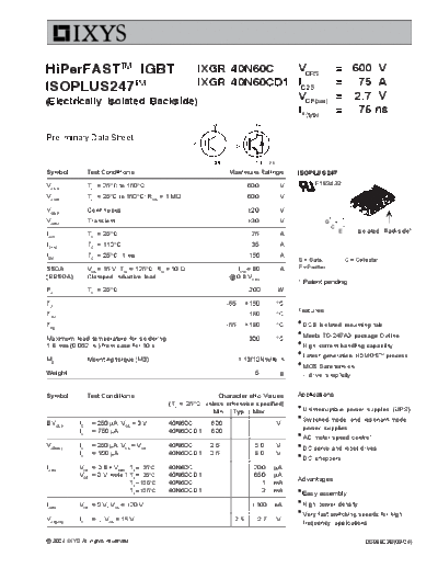 Ixys ixgr40n60c  . Electronic Components Datasheets Active components Transistors Ixys ixgr40n60c.pdf