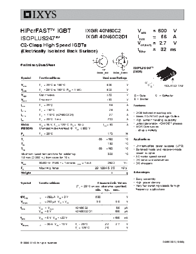 . Electronic Components Datasheets ixgr40n60c2  . Electronic Components Datasheets Active components Transistors Ixys ixgr40n60c2.pdf