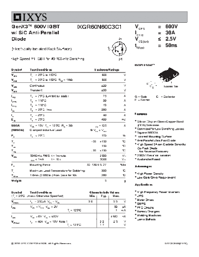 Ixys ixgr60n60c3c1  . Electronic Components Datasheets Active components Transistors Ixys ixgr60n60c3c1.pdf