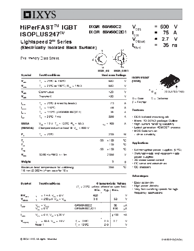 Ixys ixgr60n60c2  . Electronic Components Datasheets Active components Transistors Ixys ixgr60n60c2.pdf