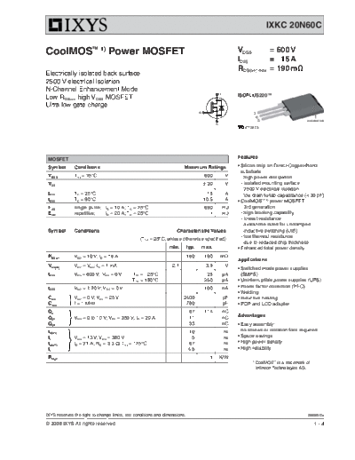 Ixys ixkc20n60c  . Electronic Components Datasheets Active components Transistors Ixys ixkc20n60c.pdf