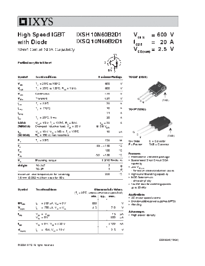 Ixys ixsh10n60b2d1 ixsq10n60b2d1  . Electronic Components Datasheets Active components Transistors Ixys ixsh10n60b2d1_ixsq10n60b2d1.pdf