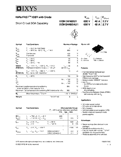 Ixys ixsh24n60u1 ixsh24n60au1  . Electronic Components Datasheets Active components Transistors Ixys ixsh24n60u1_ixsh24n60au1.pdf