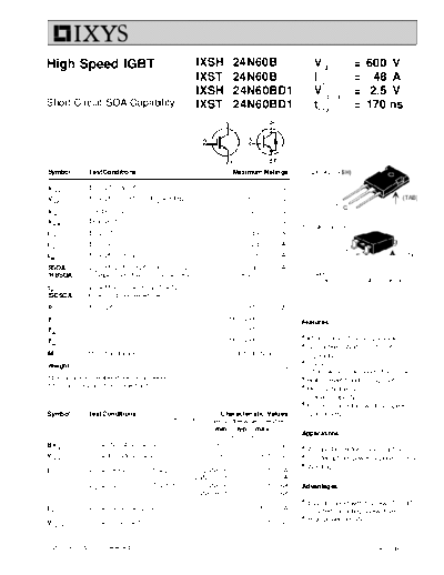 Ixys ixsh24n60b ixsh24n60bd1 ixst24n60b ixst24n60bd1  . Electronic Components Datasheets Active components Transistors Ixys ixsh24n60b_ixsh24n60bd1_ixst24n60b_ixst24n60bd1.pdf