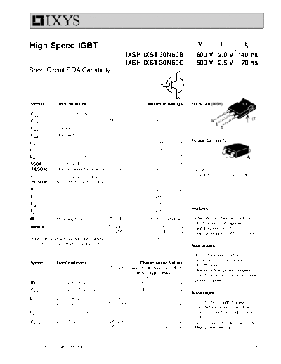 Ixys ixsh30n60 ixst30n60  . Electronic Components Datasheets Active components Transistors Ixys ixsh30n60_ixst30n60.pdf