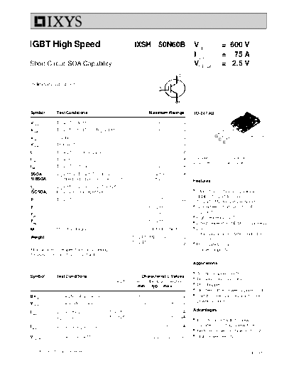 Ixys ixsh50n60b  . Electronic Components Datasheets Active components Transistors Ixys ixsh50n60b.pdf
