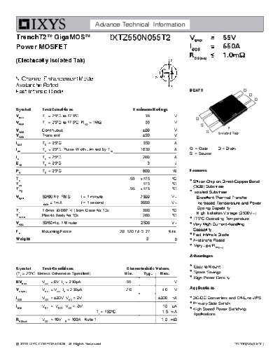 Ixys ixtz550n055t2  . Electronic Components Datasheets Active components Transistors Ixys ixtz550n055t2.pdf