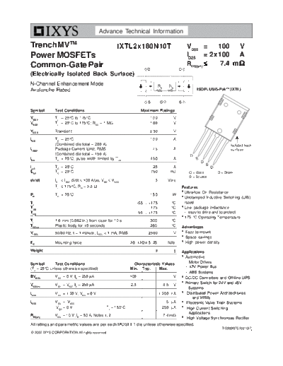 Ixys ixtl2x180n10t  . Electronic Components Datasheets Active components Transistors Ixys ixtl2x180n10t.pdf