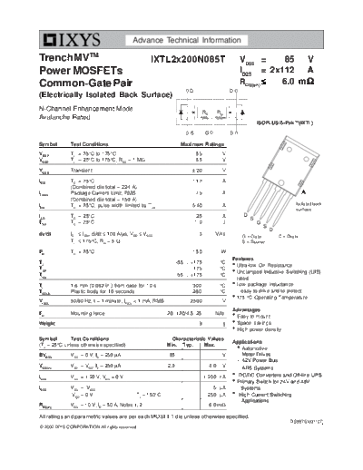 . Electronic Components Datasheets ixtl2x200n085t  . Electronic Components Datasheets Active components Transistors Ixys ixtl2x200n085t.pdf