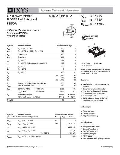 Ixys ixtn200n10l2  . Electronic Components Datasheets Active components Transistors Ixys ixtn200n10l2.pdf