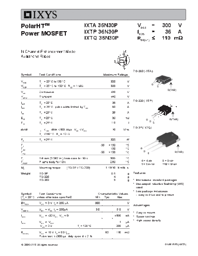 Ixys ixta36n30p ixtp36n30p ixtq36n30p  . Electronic Components Datasheets Active components Transistors Ixys ixta36n30p_ixtp36n30p_ixtq36n30p.pdf