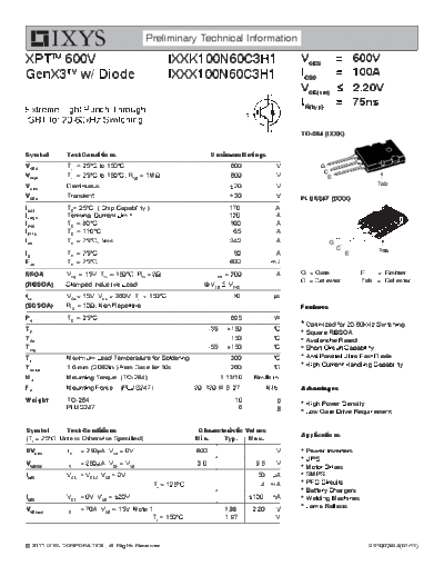 Ixys ixxk100n60c3h1 ixxx100n60c3h1  . Electronic Components Datasheets Active components Transistors Ixys ixxk100n60c3h1_ixxx100n60c3h1.pdf