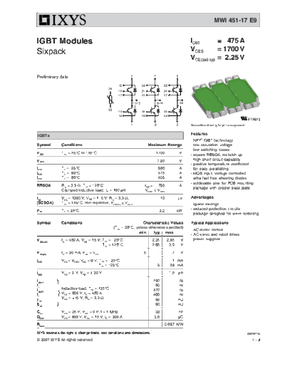 Ixys mwi451-17e9  . Electronic Components Datasheets Active components Transistors Ixys mwi451-17e9.pdf