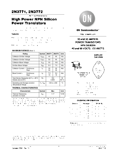 ON Semiconductor 2n3771 2n3772  . Electronic Components Datasheets Active components Transistors ON Semiconductor 2n3771_2n3772.pdf