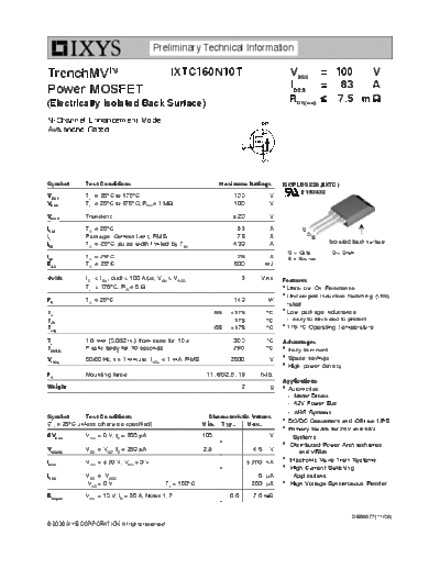 Ixys ixtc160n10t  . Electronic Components Datasheets Active components Transistors Ixys ixtc160n10t.pdf