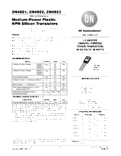 ON Semiconductor 2n4921 2n4922 2n4923  . Electronic Components Datasheets Active components Transistors ON Semiconductor 2n4921_2n4922_2n4923.pdf