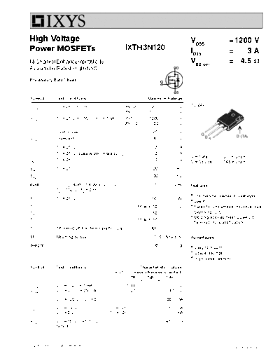 . Electronic Components Datasheets ixth3n120  . Electronic Components Datasheets Active components Transistors Ixys ixth3n120.pdf