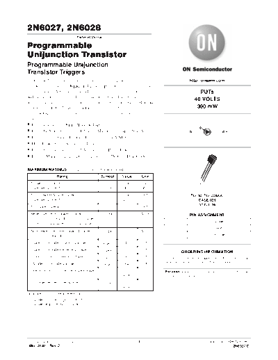 ON Semiconductor 2n6027 2n6028  . Electronic Components Datasheets Active components Transistors ON Semiconductor 2n6027_2n6028.pdf