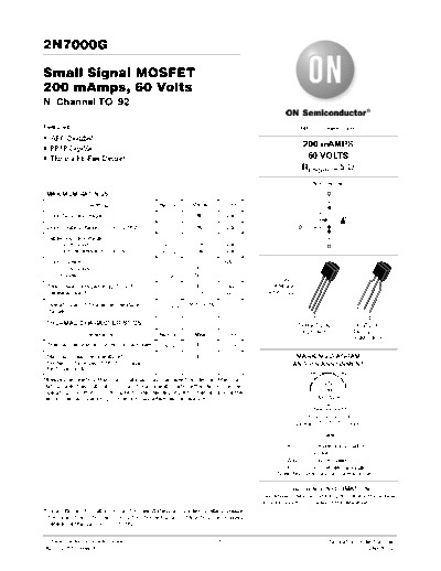 ON Semiconductor 2n7000g  . Electronic Components Datasheets Active components Transistors ON Semiconductor 2n7000g.pdf