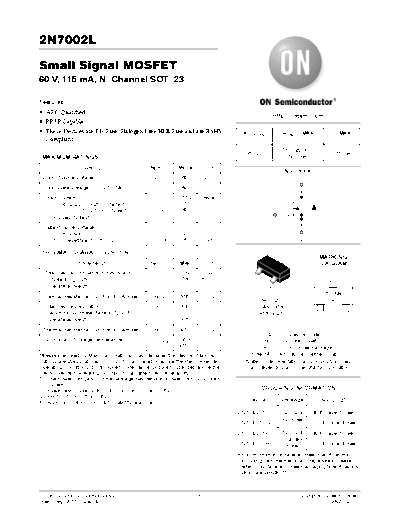 ON Semiconductor 2n7002l  . Electronic Components Datasheets Active components Transistors ON Semiconductor 2n7002l.pdf