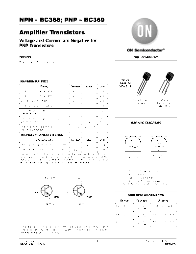 ON Semiconductor bc368 bc369  . Electronic Components Datasheets Active components Transistors ON Semiconductor bc368_bc369.pdf
