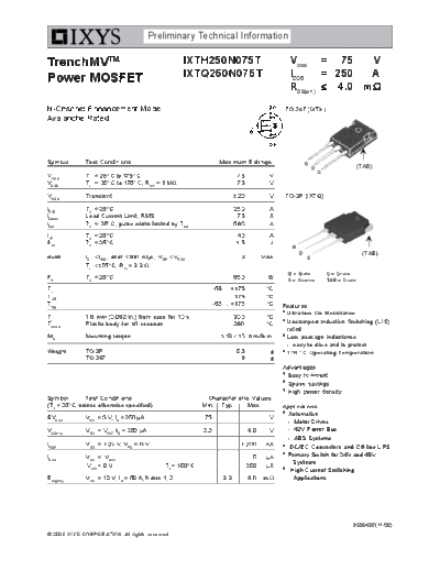 Ixys ixth250n075t ixtq250n075t  . Electronic Components Datasheets Active components Transistors Ixys ixth250n075t_ixtq250n075t.pdf