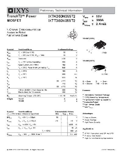 Ixys ixth360n055t2 ixtt360n055t2  . Electronic Components Datasheets Active components Transistors Ixys ixth360n055t2_ixtt360n055t2.pdf