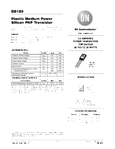 ON Semiconductor bd180-d  . Electronic Components Datasheets Active components Transistors ON Semiconductor bd180-d.pdf