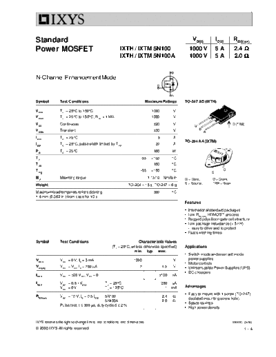 . Electronic Components Datasheets ixth5n100-a ixtm5n100-a  . Electronic Components Datasheets Active components Transistors Ixys ixth5n100-a_ixtm5n100-a.pdf