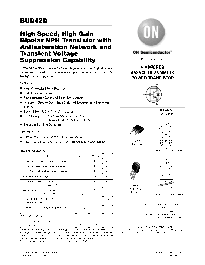 ON Semiconductor bud42d  . Electronic Components Datasheets Active components Transistors ON Semiconductor bud42d.pdf