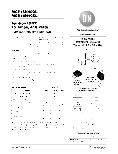 ON Semiconductor mgp15n40cl mgb15n40cl  . Electronic Components Datasheets Active components Transistors ON Semiconductor mgp15n40cl_mgb15n40cl.pdf