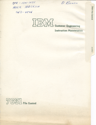 IBM 223-2766-1 CE Instruction 7631 File Control  IBM 1410 CE_Instruction_Reference_Maintenance 7631_File_Control 223-2766-1_CE_Instruction_7631_File_Control.pdf