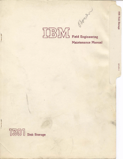 IBM 227-5581-5 FE Maintenance 1301 Disk Storage  IBM 1410 CE_Instruction_Reference_Maintenance 1301_Disk_Storage 227-5581-5_FE_Maintenance_1301_Disk_Storage.pdf