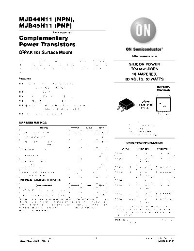 ON Semiconductor mjb44h11 mjb45h11  . Electronic Components Datasheets Active components Transistors ON Semiconductor mjb44h11_mjb45h11.pdf