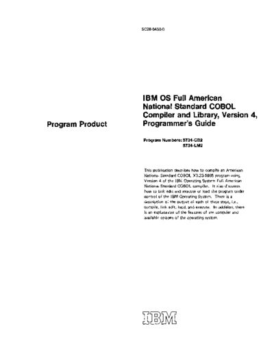 IBM SC28-6456-0 IBM OS COBOL Compiler and Library Ver 4 Programmers Guide May72  IBM 360 os cobol SC28-6456-0_IBM_OS_COBOL_Compiler_and_Library_Ver_4_Programmers_Guide_May72.pdf
