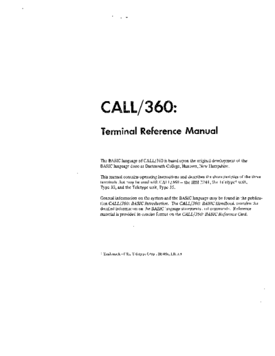 IBM CALL 360 Terminal Reference Manual Sep69  IBM 360 os call_360 CALL_360_Terminal_Reference_Manual_Sep69.pdf