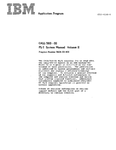 IBM GY20-0568-0 CALL 360 PL1 System Manual Vol 2 Aug70  IBM 360 os call_360 GY20-0568-0_CALL_360_PL1_System_Manual_Vol_2_Aug70.pdf