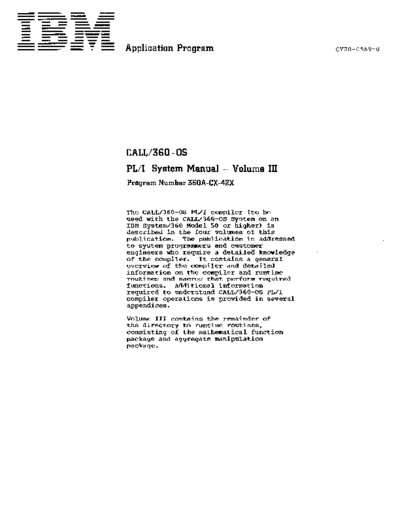 IBM GY20-0569-0 CALL 360 PL1 System Manual Vol 3 Aug70  IBM 360 os call_360 GY20-0569-0_CALL_360_PL1_System_Manual_Vol_3_Aug70.pdf