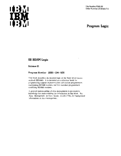 IBM GY28-6617-6 OS BDAM Logic Rel 21 Feb72  IBM 360 os bdam GY28-6617-6_OS_BDAM_Logic_Rel_21_Feb72.pdf