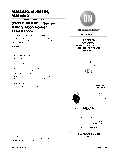 ON Semiconductor mje5850 mje5851 mje5852  . Electronic Components Datasheets Active components Transistors ON Semiconductor mje5850_mje5851_mje5852.pdf