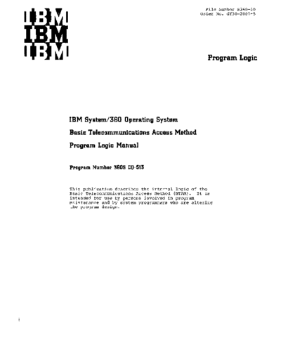IBM GY30-2001-5_BTAM_Program_Logic_Rel_21_Feb72  IBM 360 os btam GY30-2001-5_BTAM_Program_Logic_Rel_21_Feb72.pdf