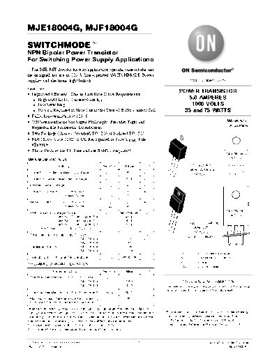 ON Semiconductor mje18004 mjf18004  . Electronic Components Datasheets Active components Transistors ON Semiconductor mje18004_mjf18004.pdf