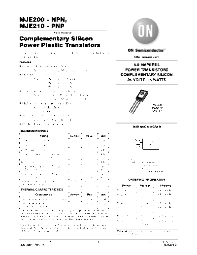 ON Semiconductor mje200 mje210  . Electronic Components Datasheets Active components Transistors ON Semiconductor mje200_mje210.pdf