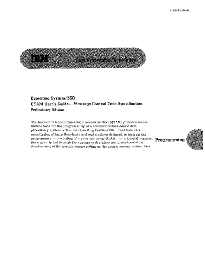 IBM C20-1640-0 QTAM Users Guide Message Control Task Specification 1965  IBM 360 os qtam C20-1640-0_QTAM_Users_Guide_Message_Control_Task_Specification_1965.pdf