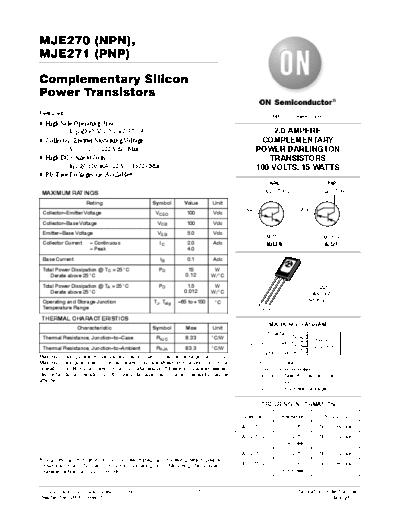 ON Semiconductor mje270 mje271  . Electronic Components Datasheets Active components Transistors ON Semiconductor mje270_mje271.pdf