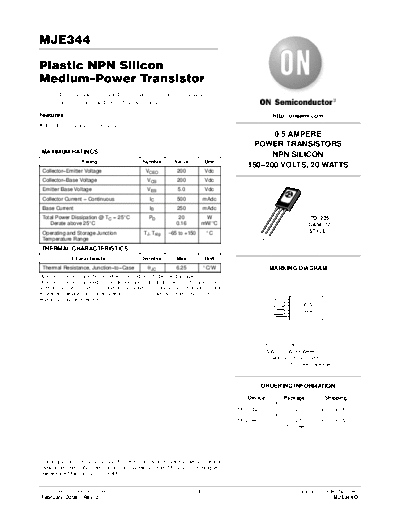 ON Semiconductor mje344-d  . Electronic Components Datasheets Active components Transistors ON Semiconductor mje344-d.pdf