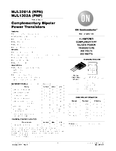 ON Semiconductor mjl3281a mjl1302a  . Electronic Components Datasheets Active components Transistors ON Semiconductor mjl3281a_mjl1302a.pdf