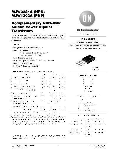 ON Semiconductor mjw3281a mjw1302a  . Electronic Components Datasheets Active components Transistors ON Semiconductor mjw3281a_mjw1302a.pdf