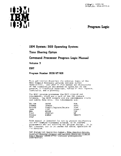IBM GY28-6773-1 TSO Command Processor PLM Vol 3 EDIT Mar72  IBM 360 os tso GY28-6773-1_TSO_Command_Processor_PLM_Vol_3_EDIT_Mar72.pdf