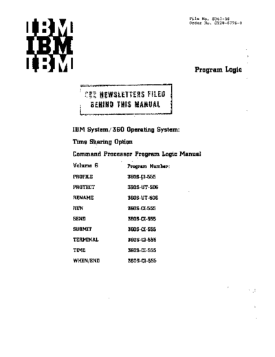 IBM GY28-6776-0 TSO Command Processor PLM Vol 6 Mar71  IBM 360 os tso GY28-6776-0_TSO_Command_Processor_PLM_Vol_6_Mar71.pdf